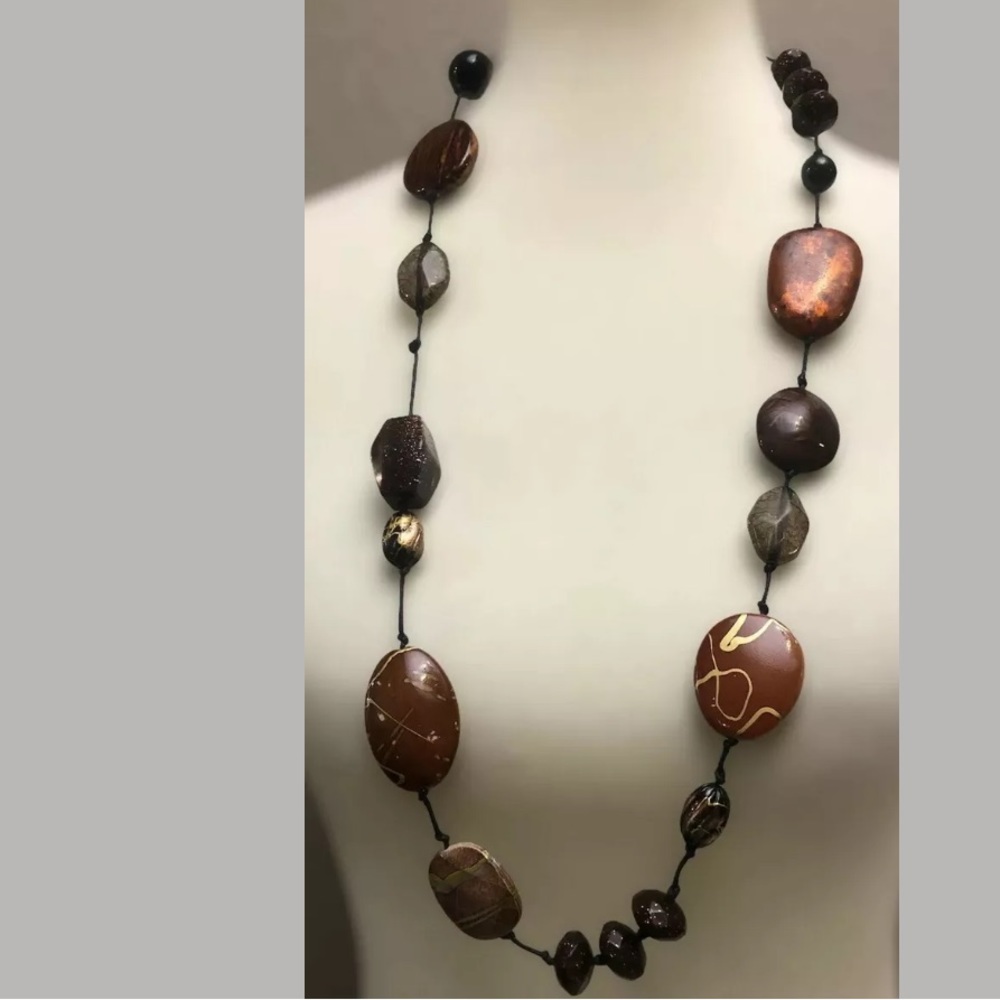Autumnal Colored Stone & Beaded Statement Necklace